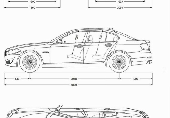 BMW 5 Series Limousine (F10) (2010) (БМВ 5 серии Лимузин (Ф10) (2010)) - чертежи (рисунки) автомобиля